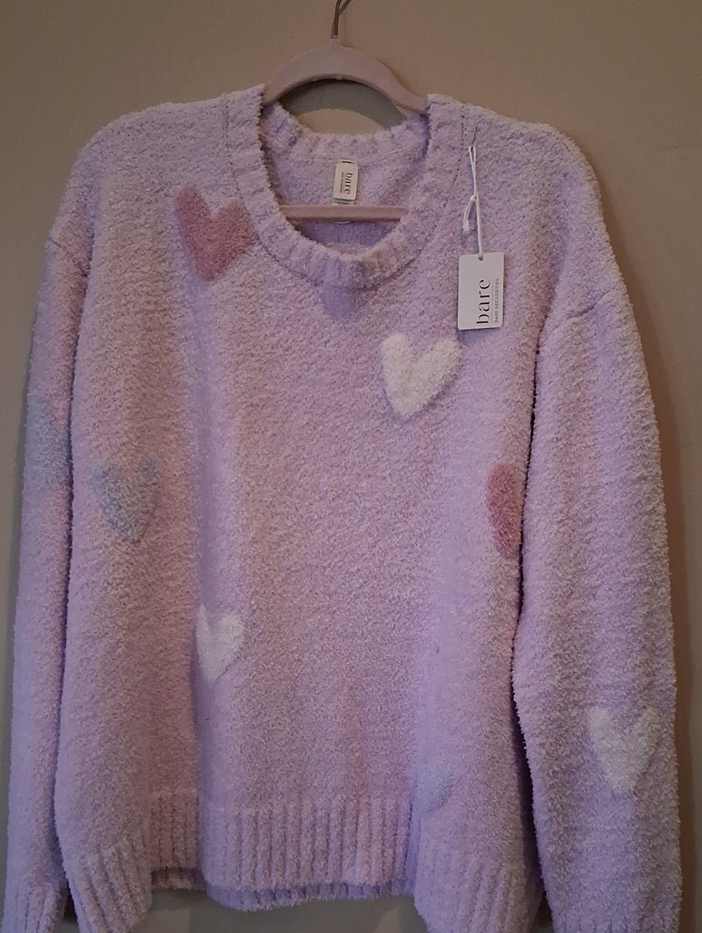 Bare Necessities Lavender Heart Crewneck Sweater
